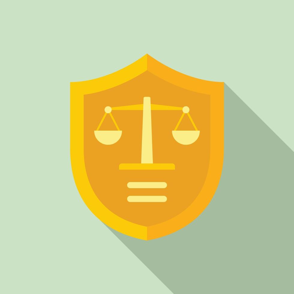 Prosecutor shield icon, flat style vector