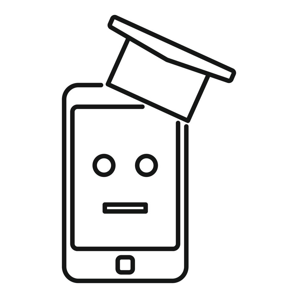 Smartphone machine learning icon, outline style vector