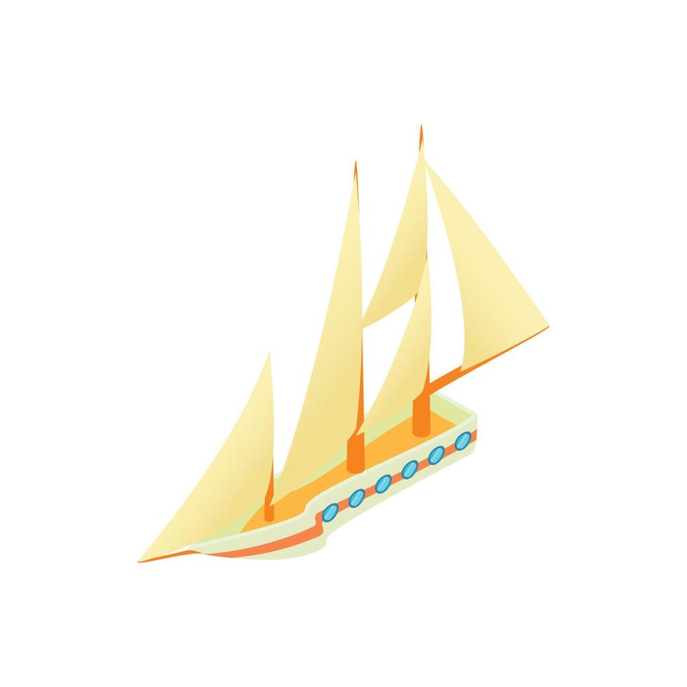 Sailing yacht icon, cartoon style vector