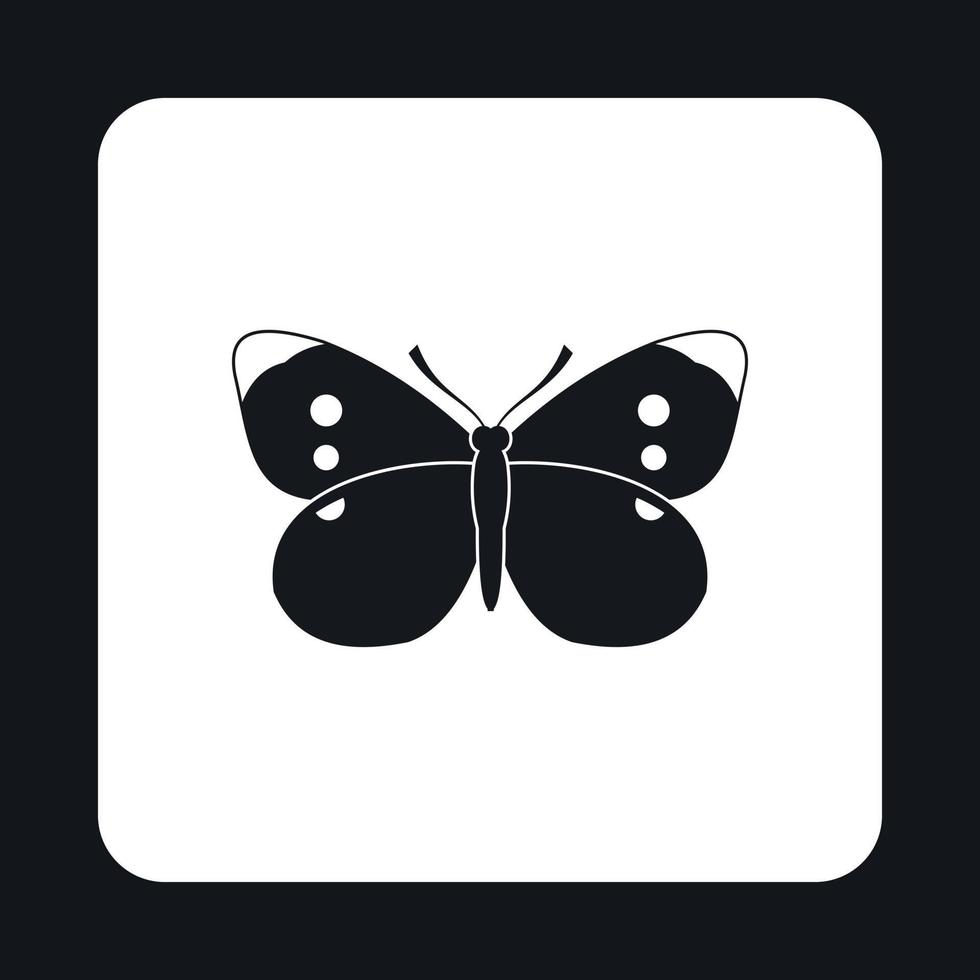 Butterfly with black wings icon, simple style vector