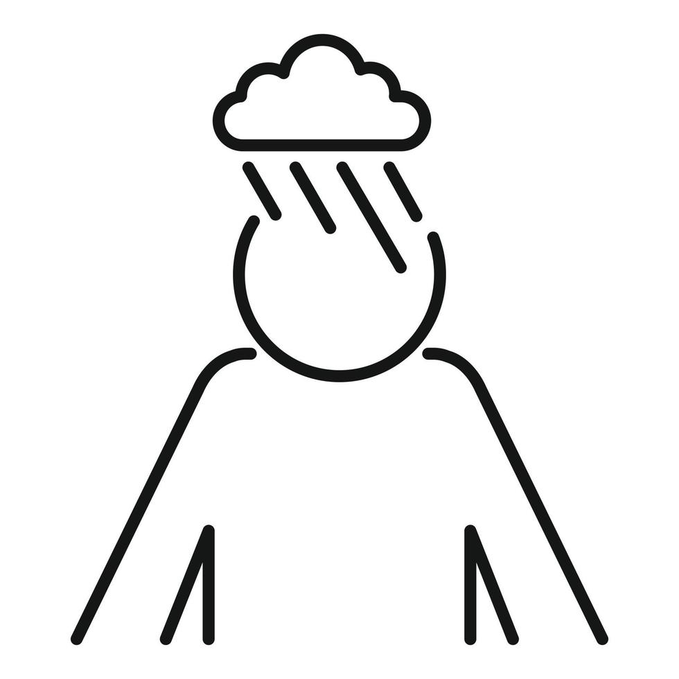Stress head rain icon, outline style vector