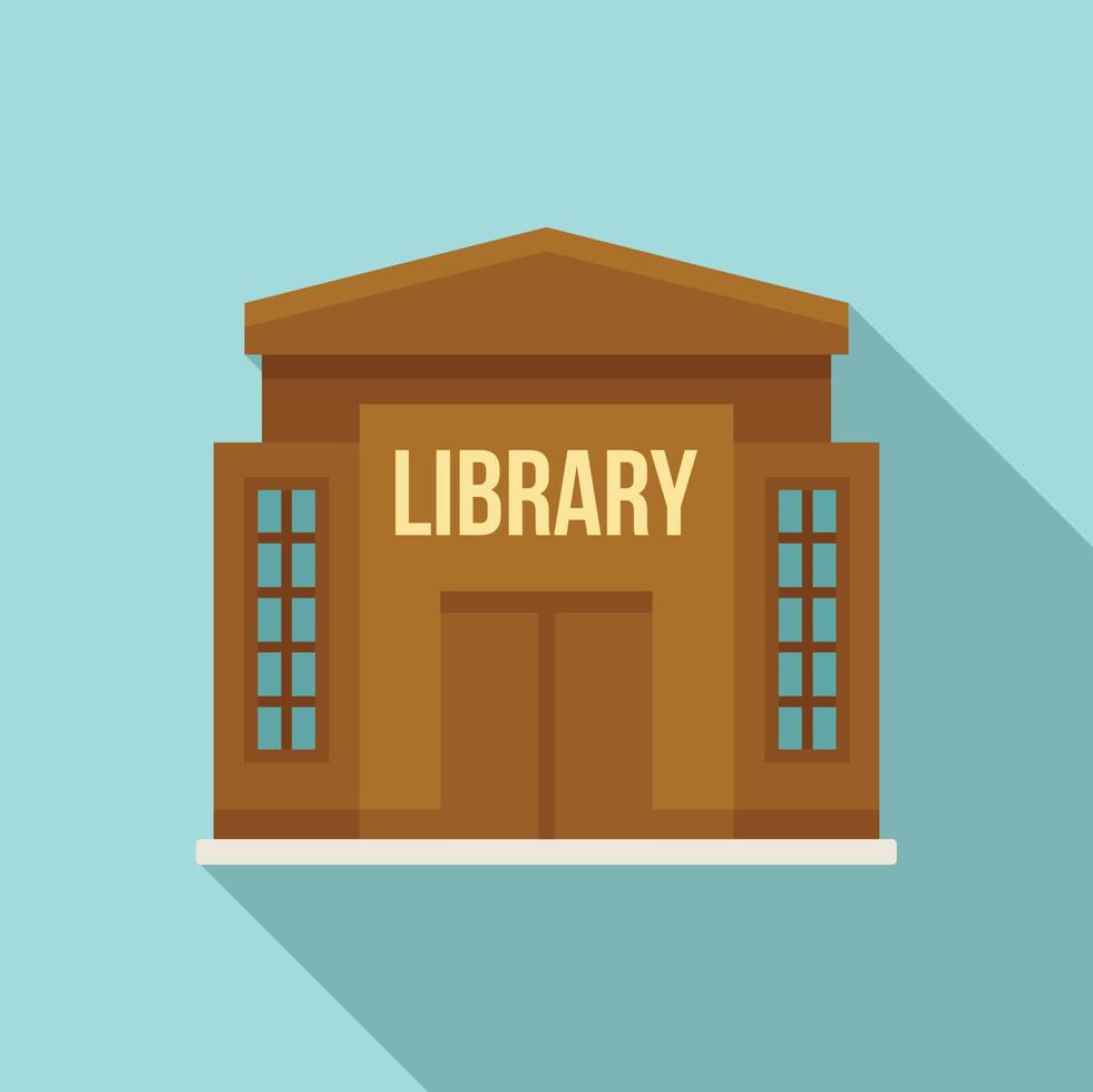 Library building icon, flat style vector