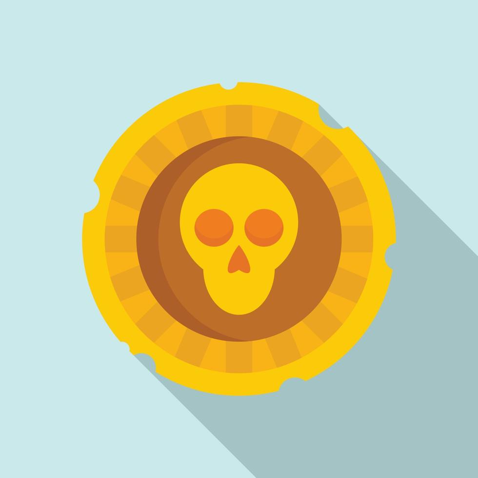 Mexican skull coin icon, flat style vector