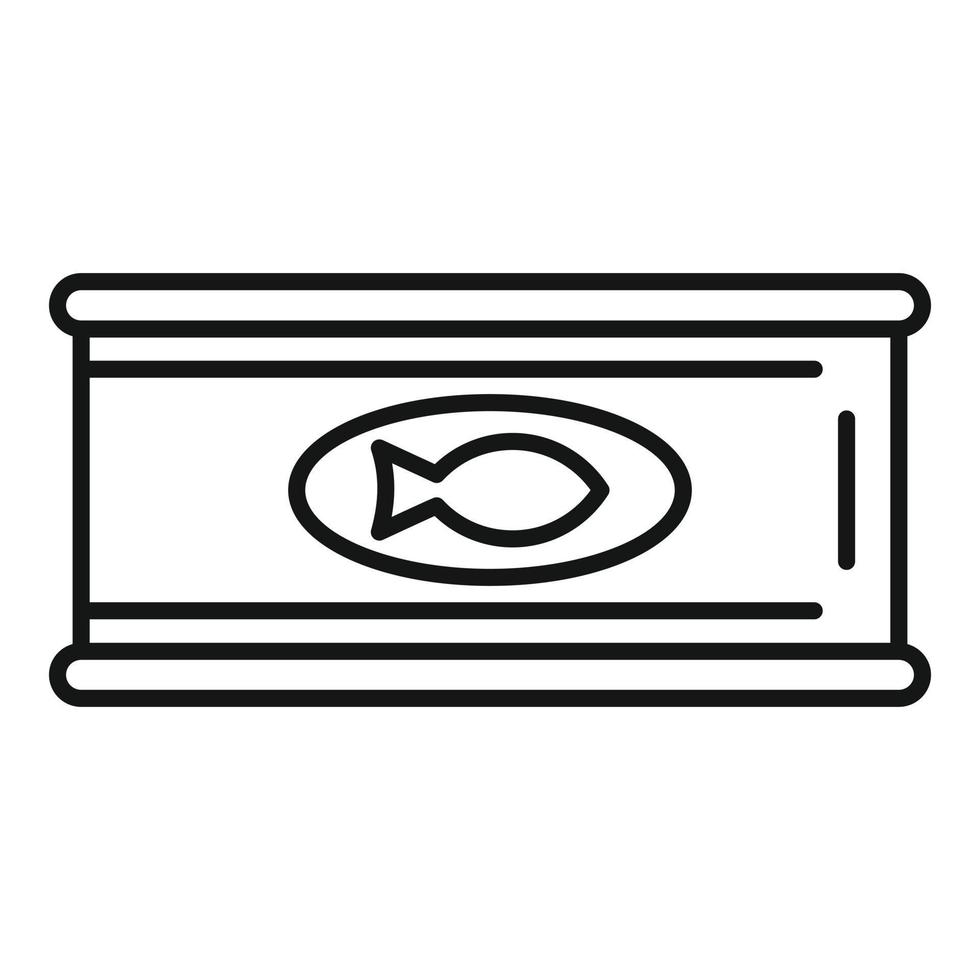 icono de lata de pescado de supervivencia, estilo de esquema vector