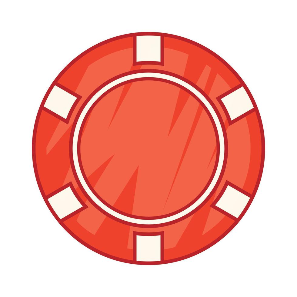 Red casino chip icon, cartoon style vector