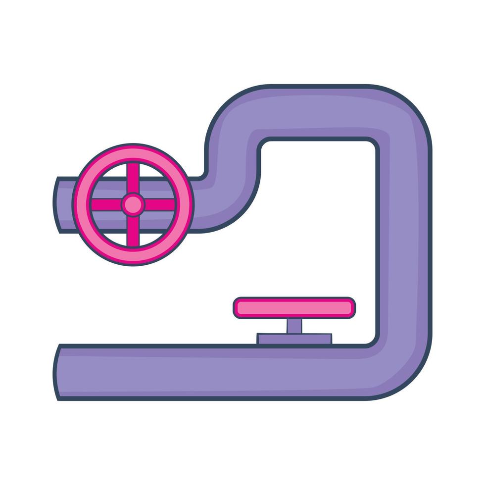 Pipe with valves icon, cartoon style vector