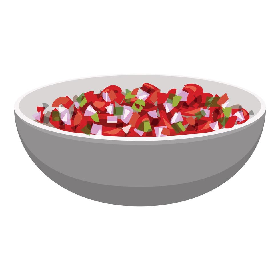 icono de ensalada de tomate, estilo de dibujos animados vector