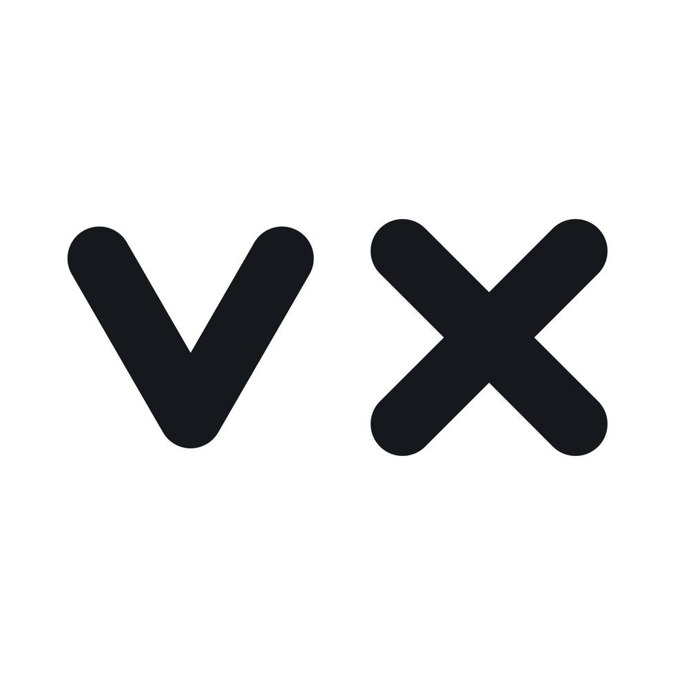 Fat tick and cross icon, simple style vector
