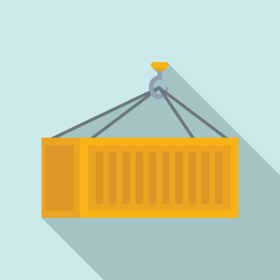 Crane hook container icon, flat style vector