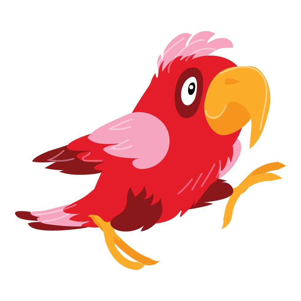Excited parrot icon, cartoon style vector