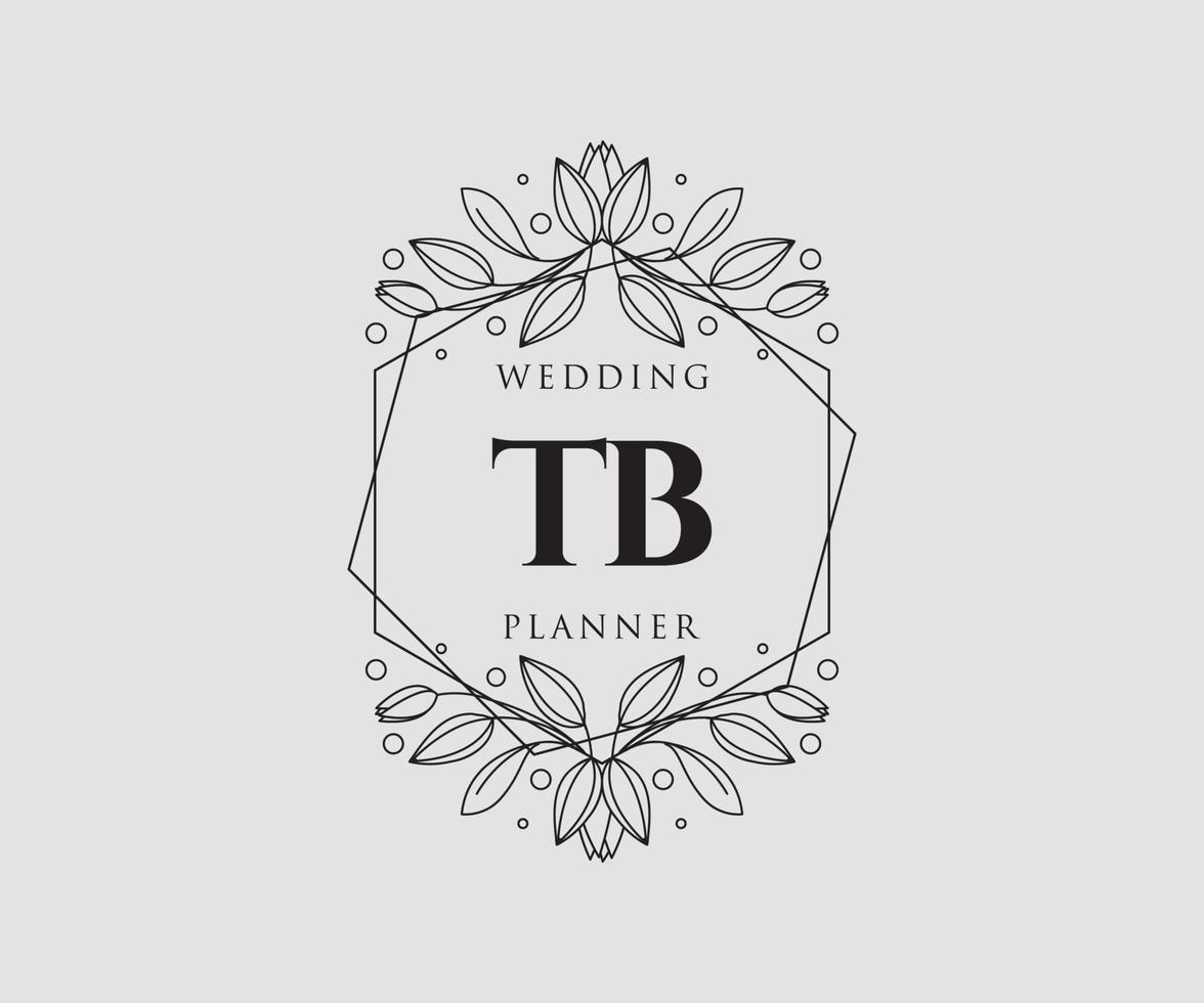 TB Initials letter Wedding monogram logos collection, hand drawn modern minimalistic and floral templates for Invitation cards, Save the Date, elegant identity for restaurant, boutique, cafe in vector