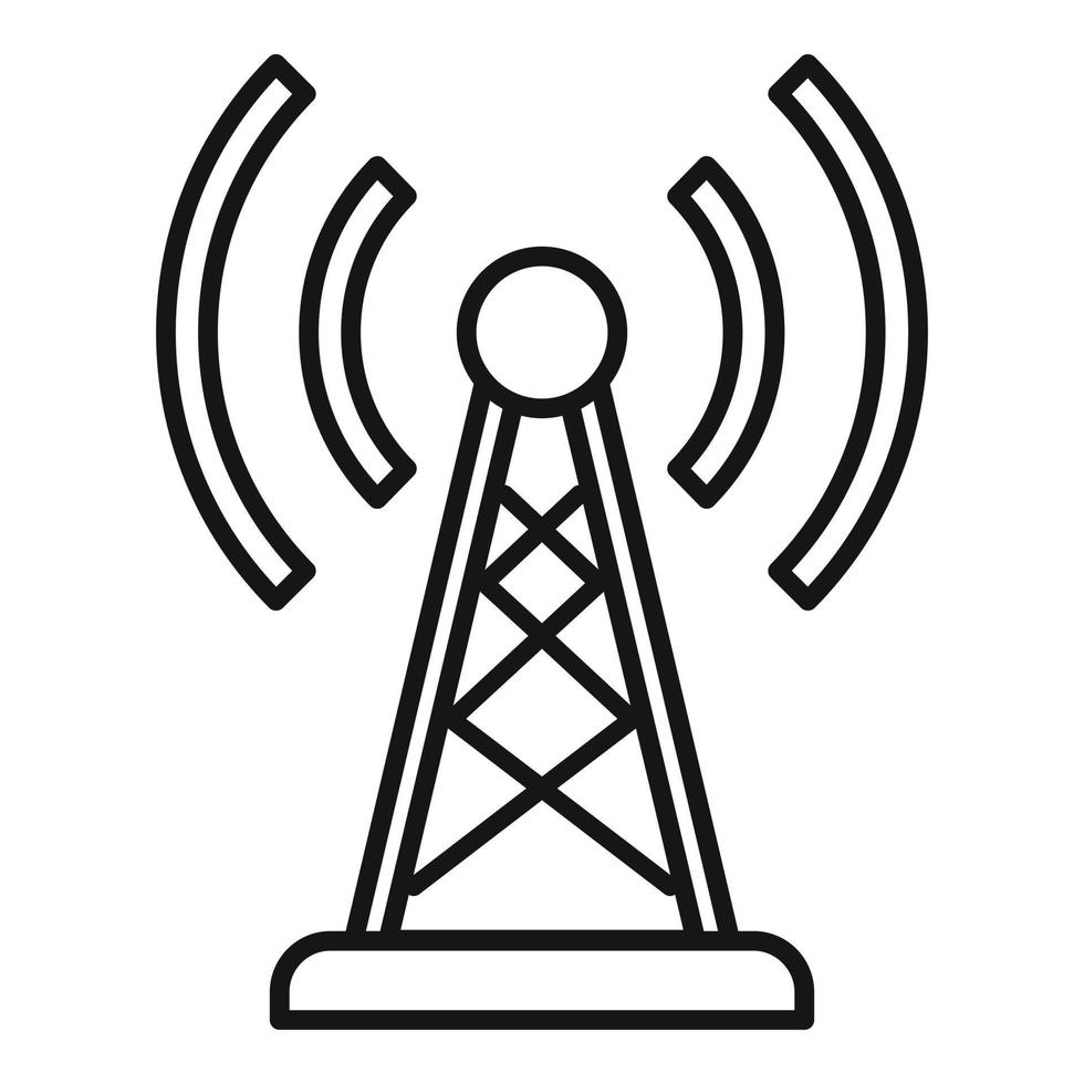 icono de torre de radio, estilo de esquema vector