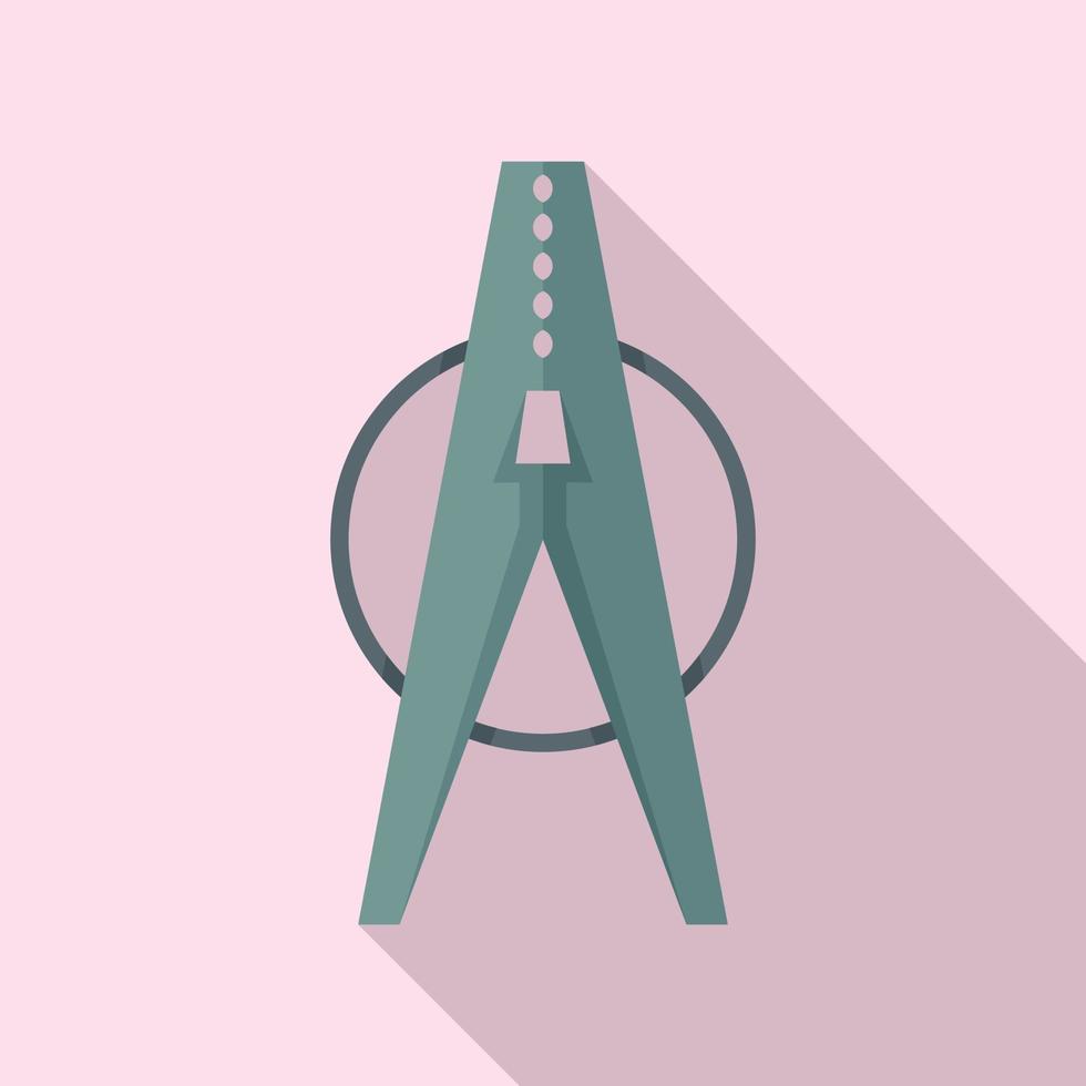 Dry clothes pin icon, flat style vector