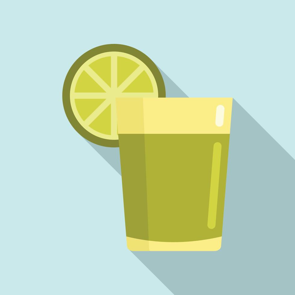 Tequila lime glass icon, flat style vector