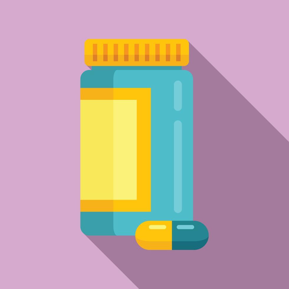 Eye care capsule jar icon, flat style vector