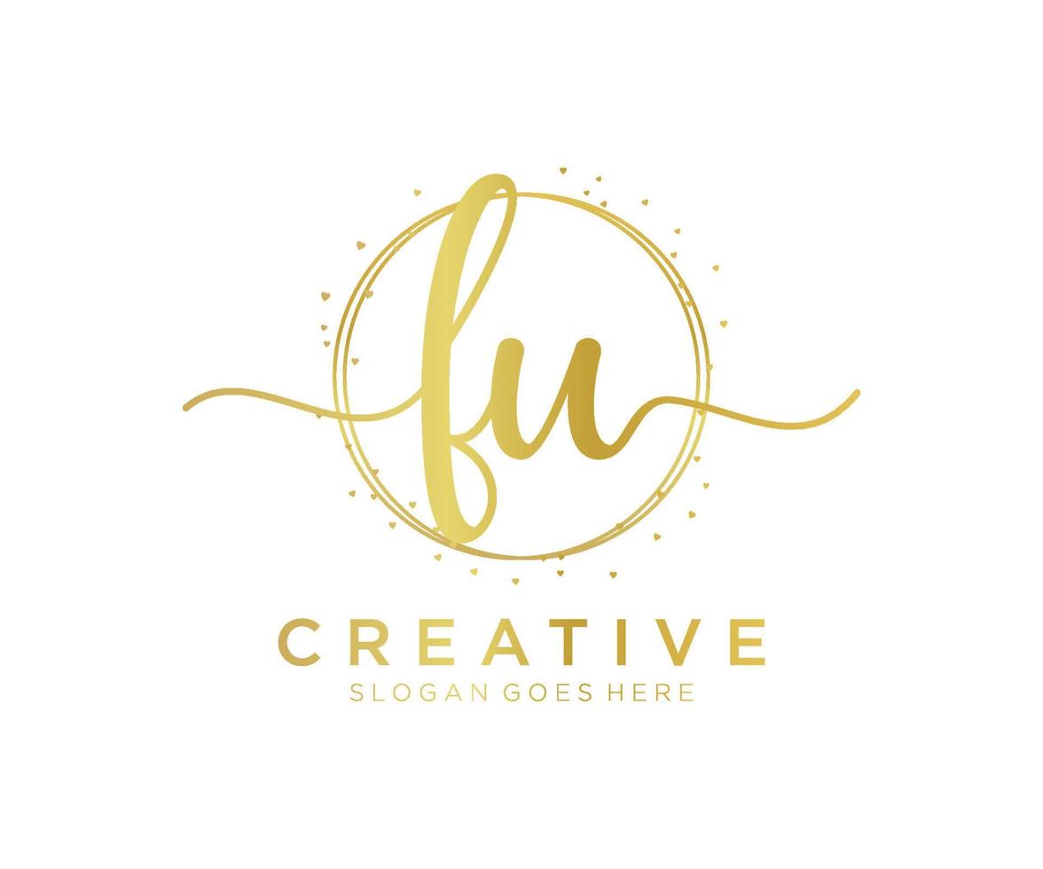 Initial FU feminine logo. Usable for Nature, Salon, Spa, Cosmetic and Beauty Logos. Flat Vector Logo Design Template Element.