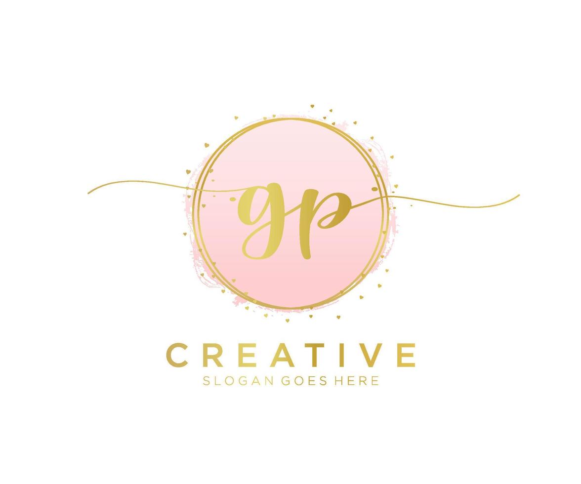 Initial GP feminine logo. Usable for Nature, Salon, Spa, Cosmetic and Beauty Logos. Flat Vector Logo Design Template Element.