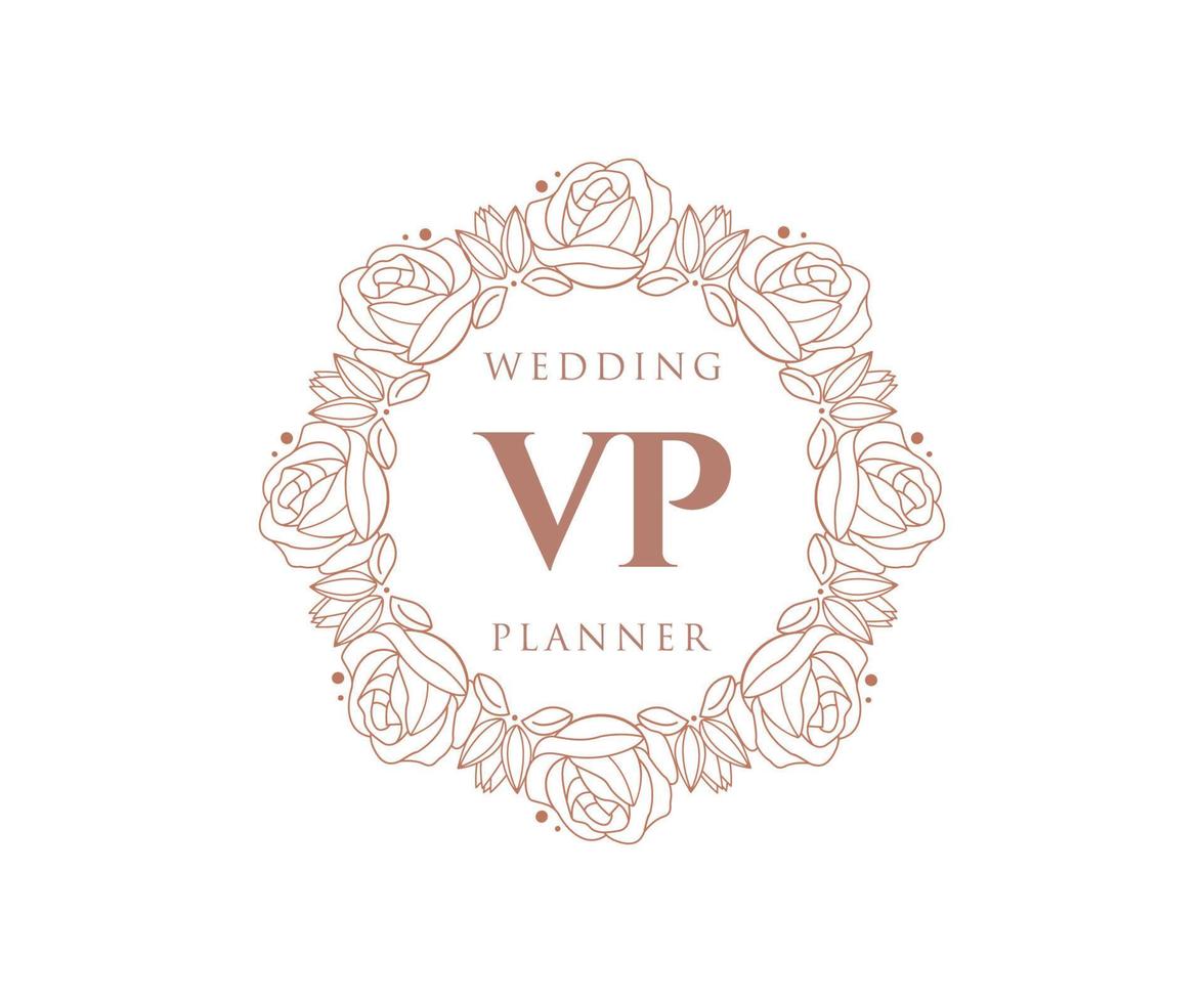 VP Initials letter Wedding monogram logos collection, hand drawn modern minimalistic and floral templates for Invitation cards, Save the Date, elegant identity for restaurant, boutique, cafe in vector