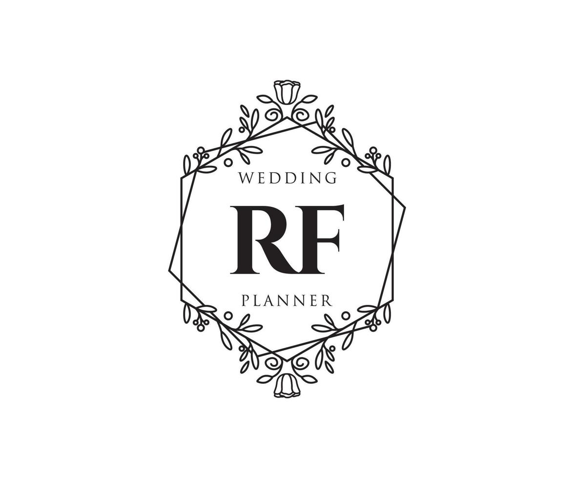 RF Initials letter Wedding monogram logos collection, hand drawn modern minimalistic and floral templates for Invitation cards, Save the Date, elegant identity for restaurant, boutique, cafe in vector