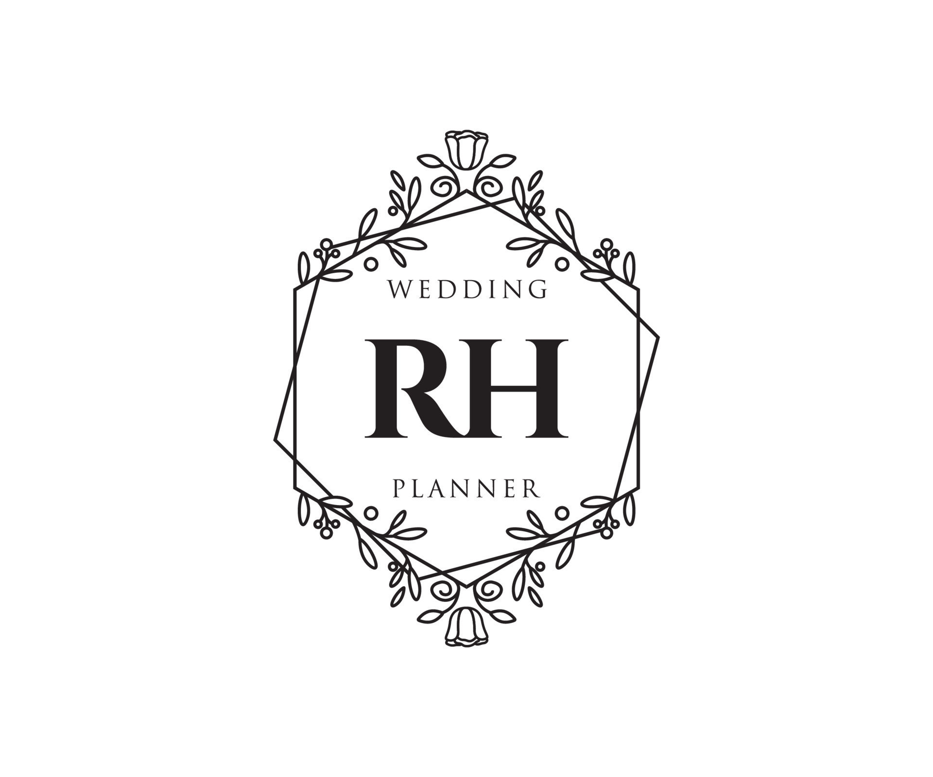 Rh initials letter wedding monogram logos Vector Image