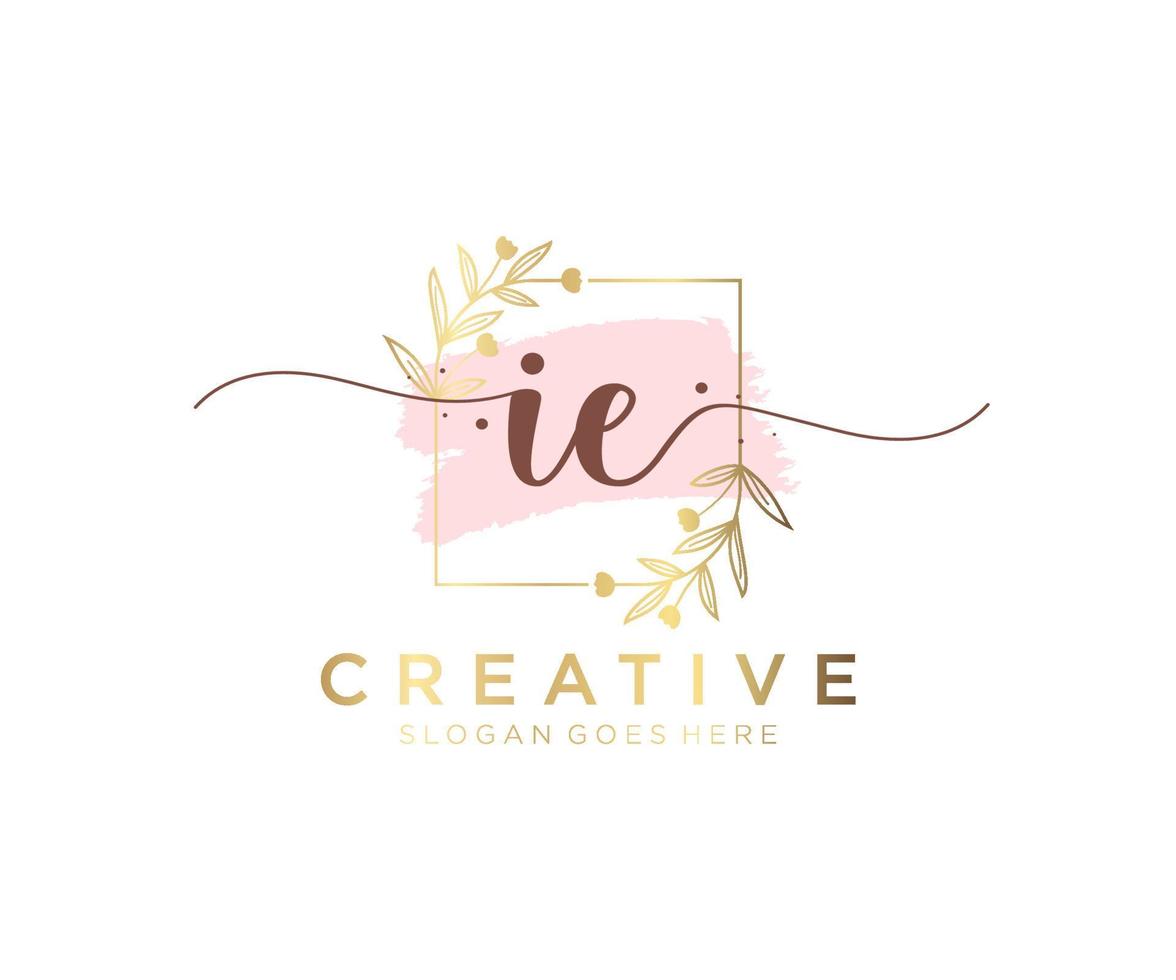 Initial IE feminine logo. Usable for Nature, Salon, Spa, Cosmetic and Beauty Logos. Flat Vector Logo Design Template Element.