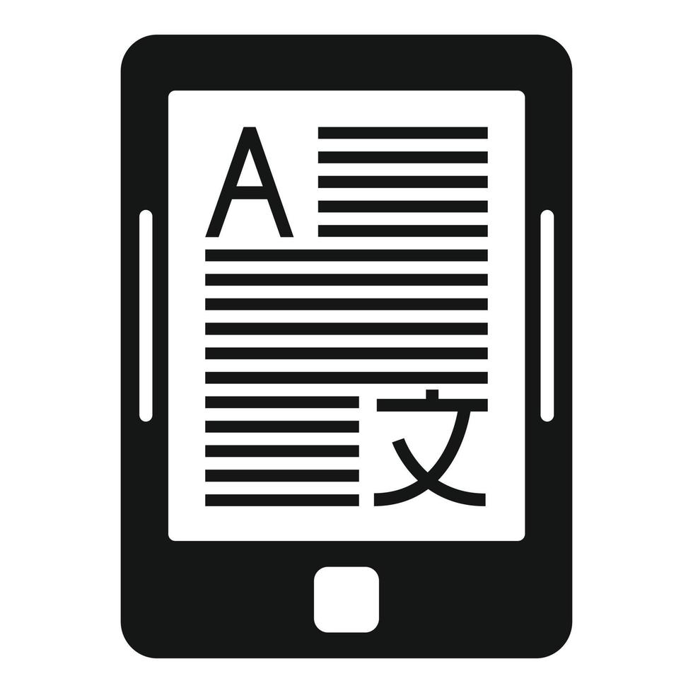 icono de traductor de tableta, estilo simple vector