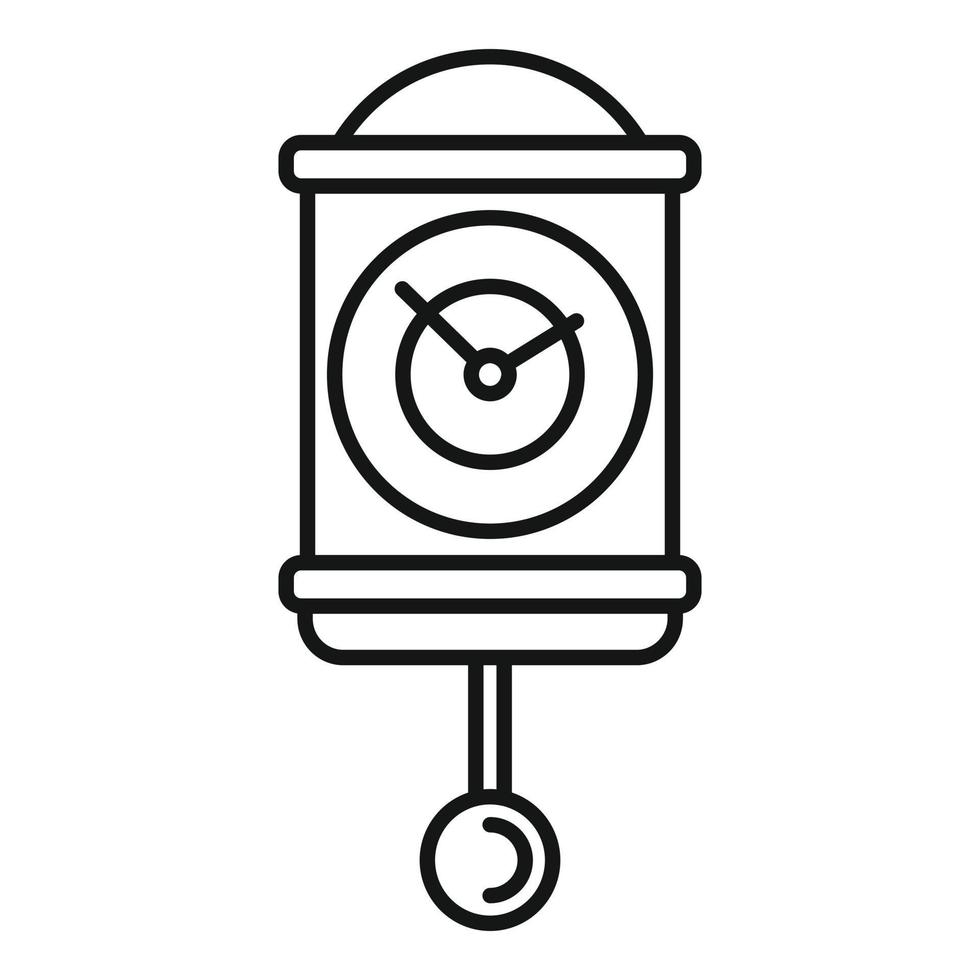 icono de reloj de péndulo de madera, estilo de esquema vector