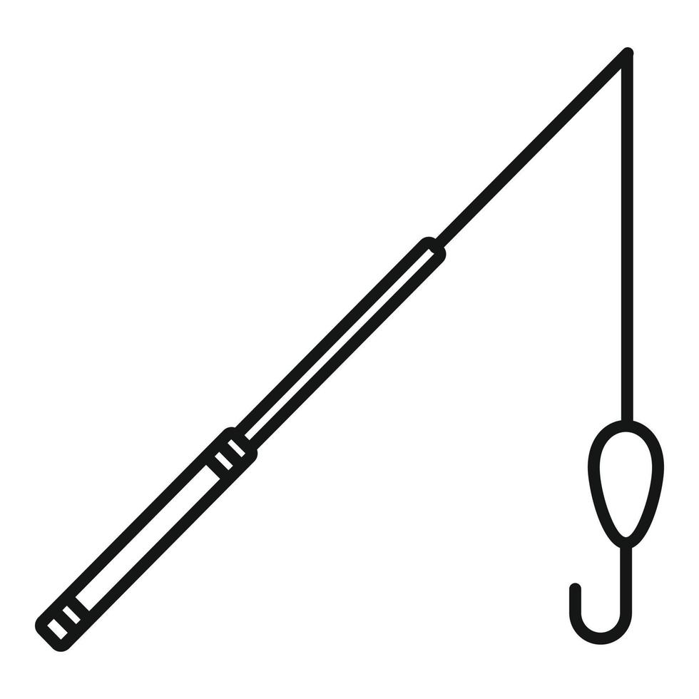 Fishing rod instrument icon, outline style vector