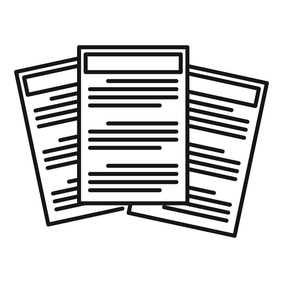 Conclusion papers icon, outline style vector