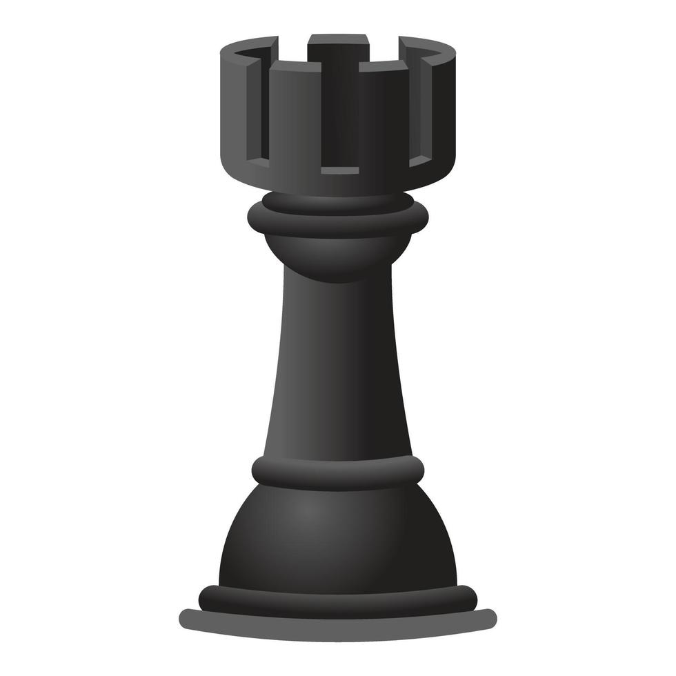 Black chess rook icon, cartoon style vector