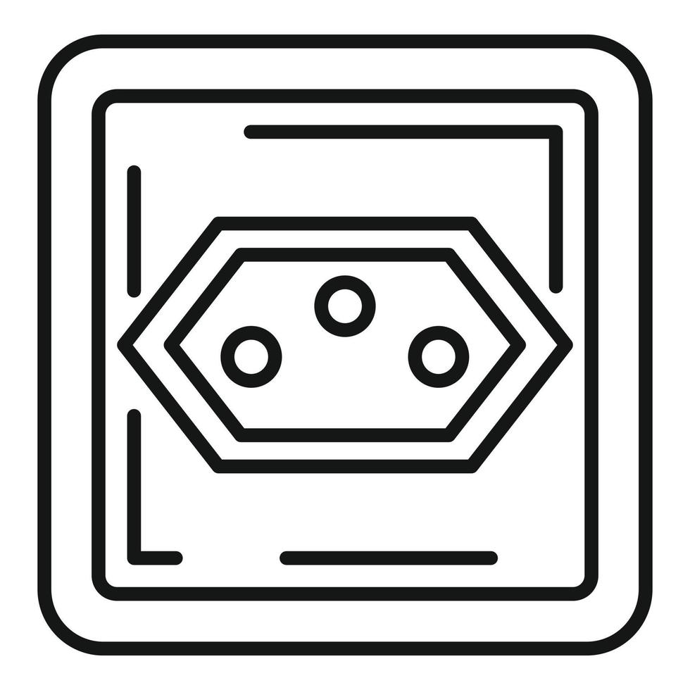 icono de toma de corriente tipo j, estilo de contorno vector