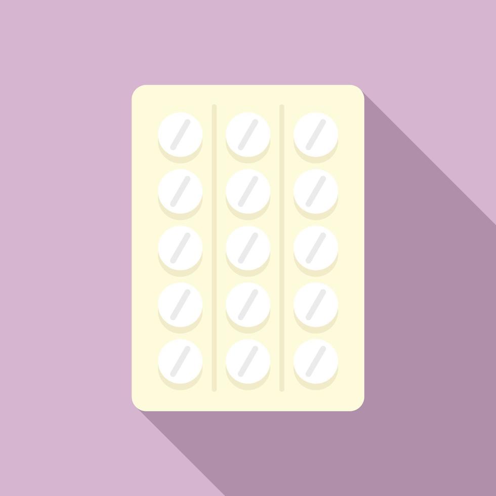 icono de paquete de píldoras, estilo plano vector