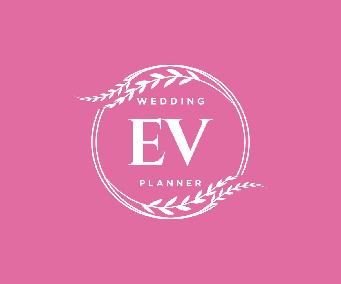 EV Initials letter Wedding monogram logos collection, hand drawn modern minimalistic and floral templates for Invitation cards, Save the Date, elegant identity for restaurant, boutique, cafe in vector