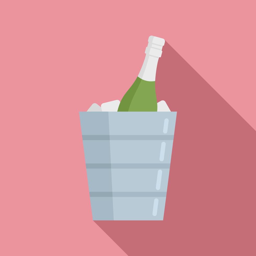 Ice box champagne icon, flat style vector