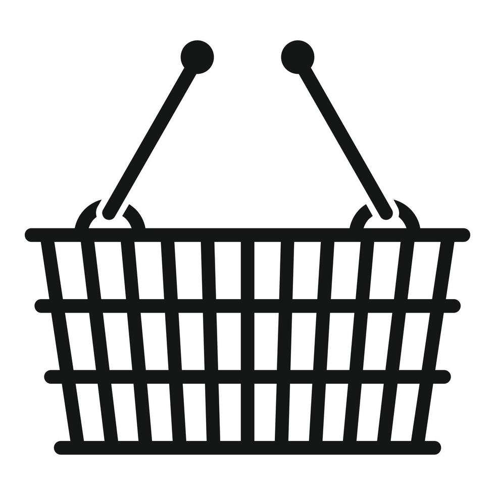 Metal shop basket icon, simple style vector