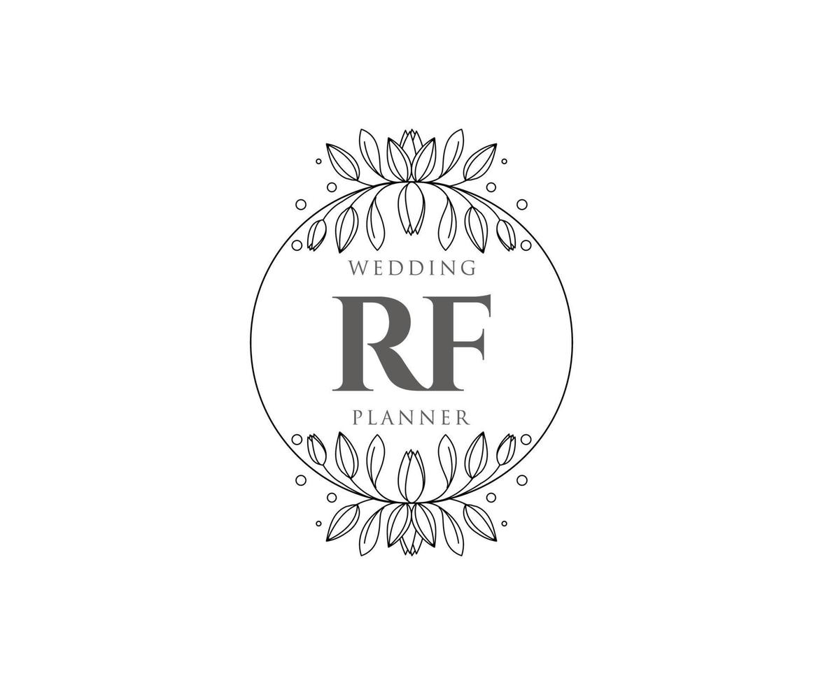 RF Initials letter Wedding monogram logos collection, hand drawn modern minimalistic and floral templates for Invitation cards, Save the Date, elegant identity for restaurant, boutique, cafe in vector