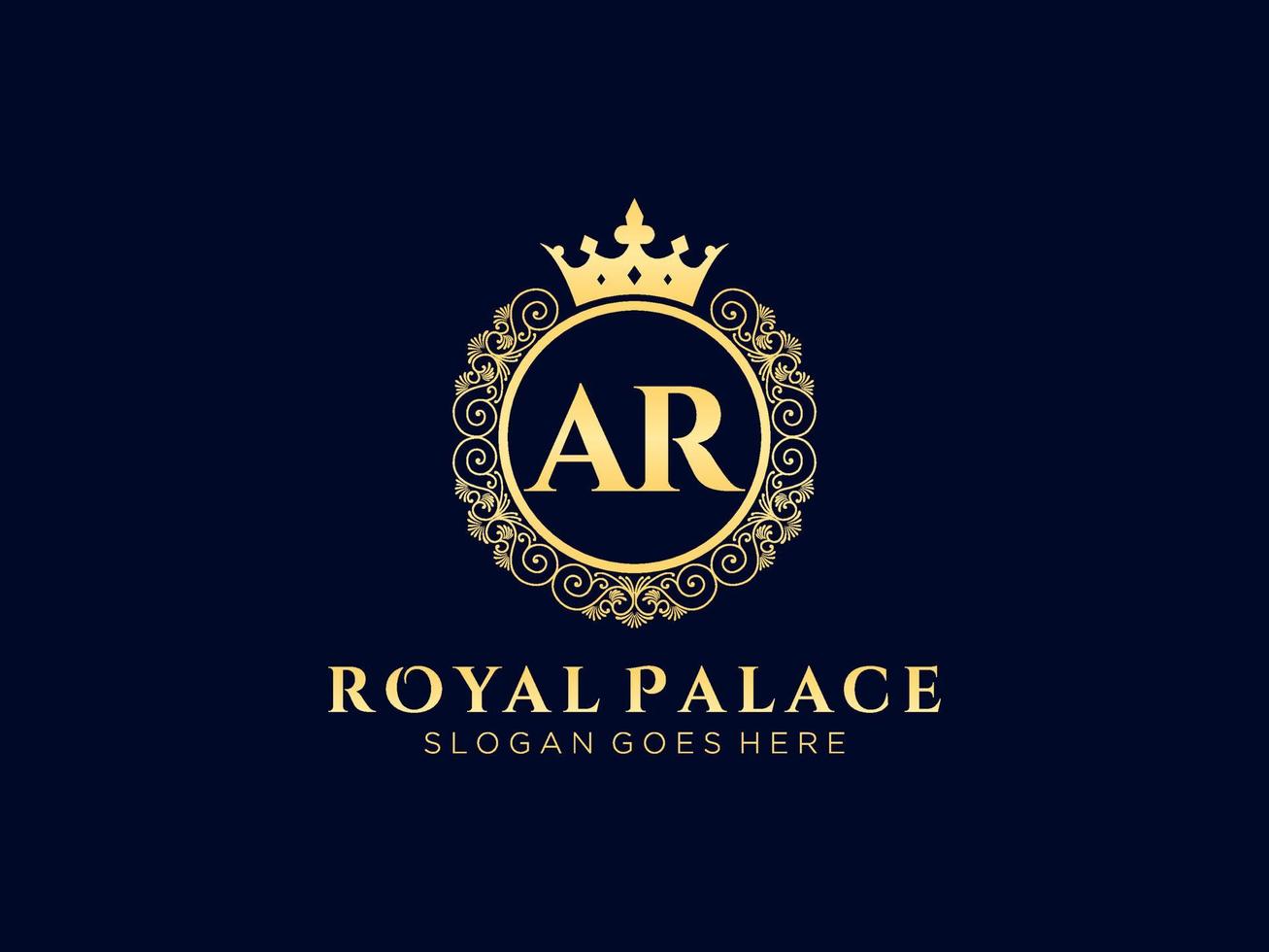 Letter AR Antique royal luxury victorian logo with ornamental frame. vector