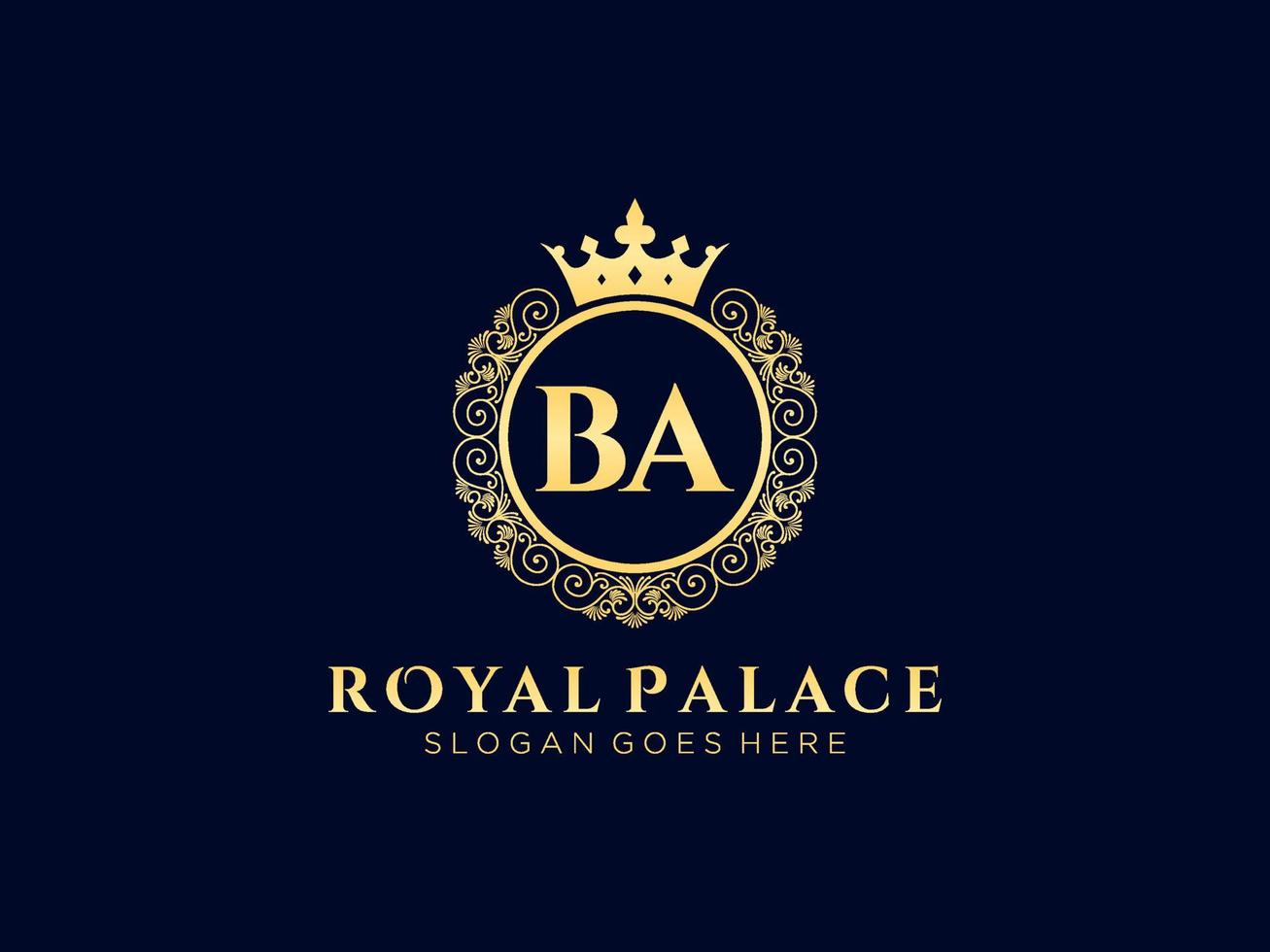 Letter BA Antique royal luxury victorian logo with ornamental frame. vector
