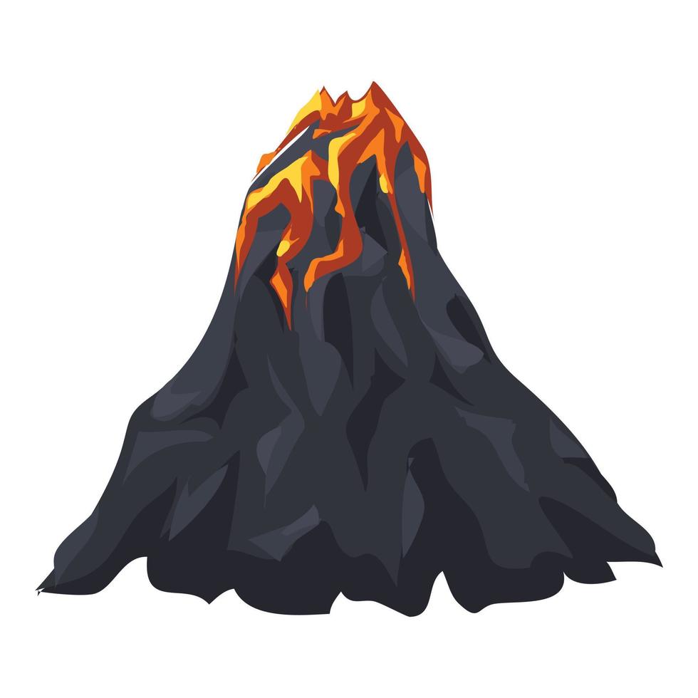 icono de volcán de lava, estilo de dibujos animados vector