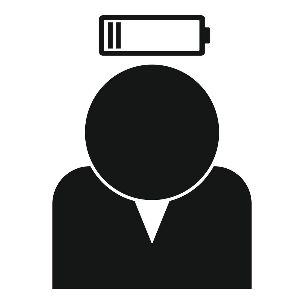 Stress low battery icon, simple style vector