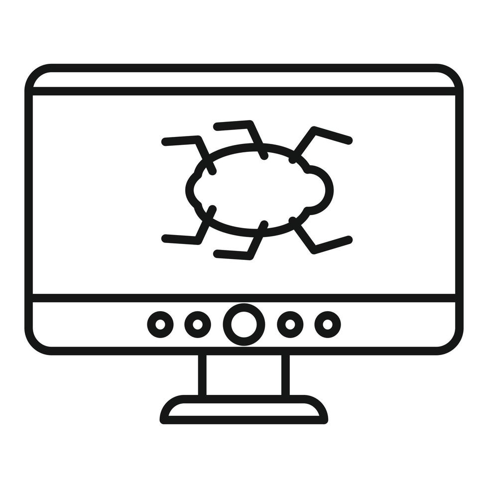 Computer bug icon, outline style vector