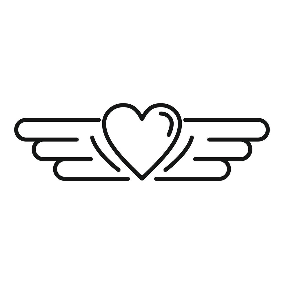 icono de alas de corazón de amor, estilo de esquema vector
