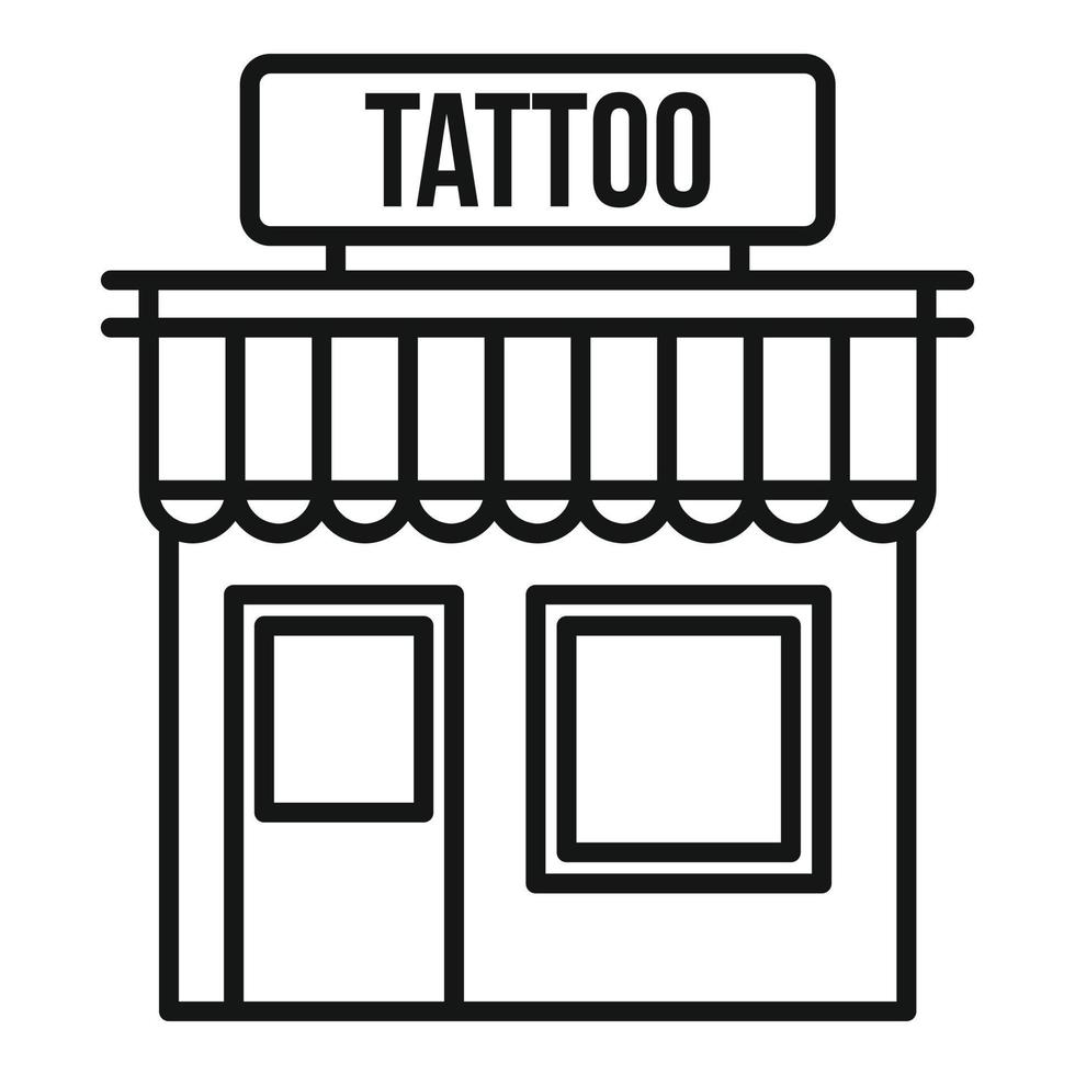 Tattoo studio building icon, outline style vector