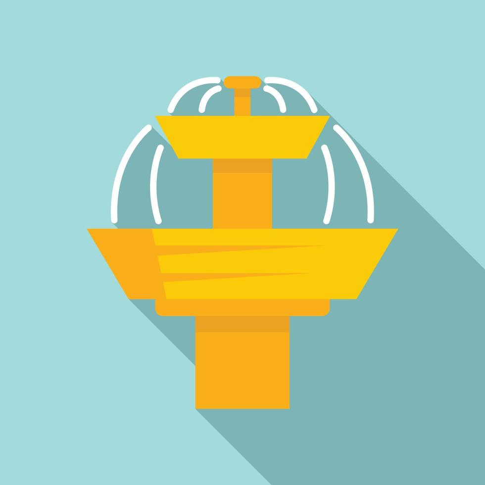 Golden drinking fountain icon, flat style vector