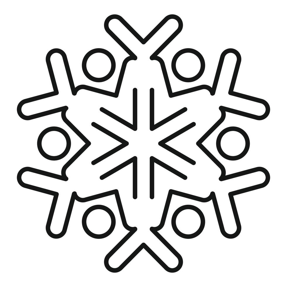 icono de copo de nieve de silueta, estilo de contorno vector