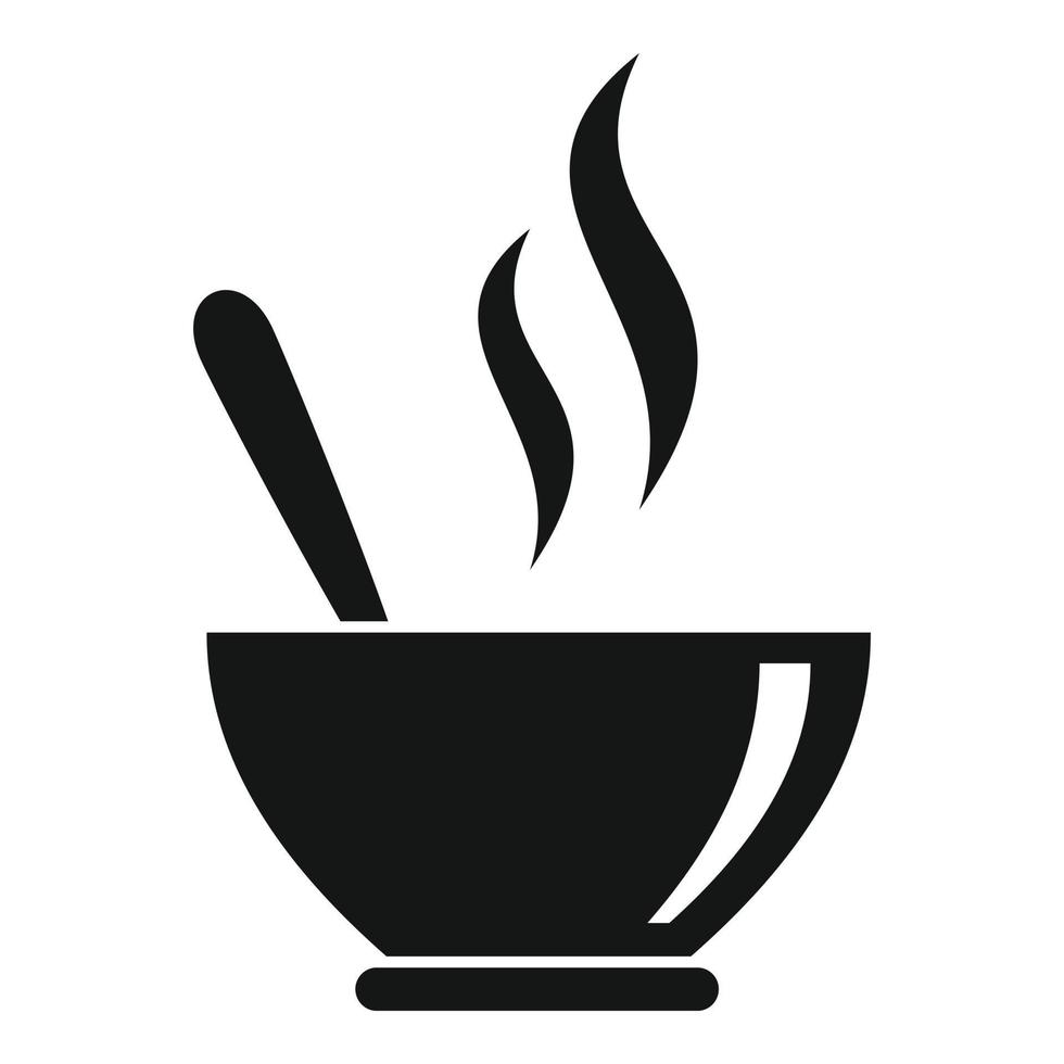Hot soup bowl icon, simple style vector