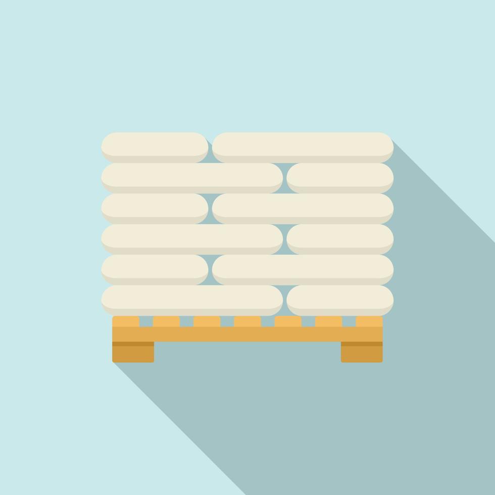 Pallet with construction sacks icon, flat style vector