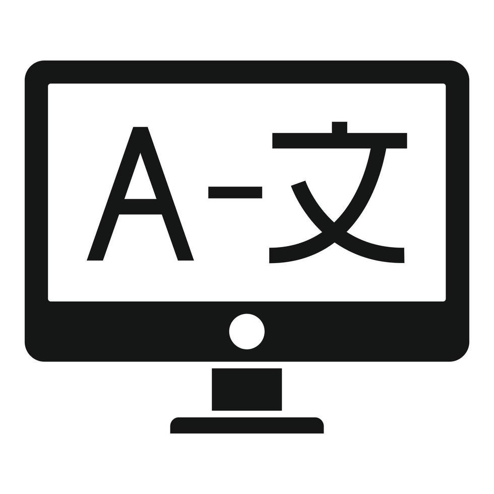 Translator monitor icon, simple style vector