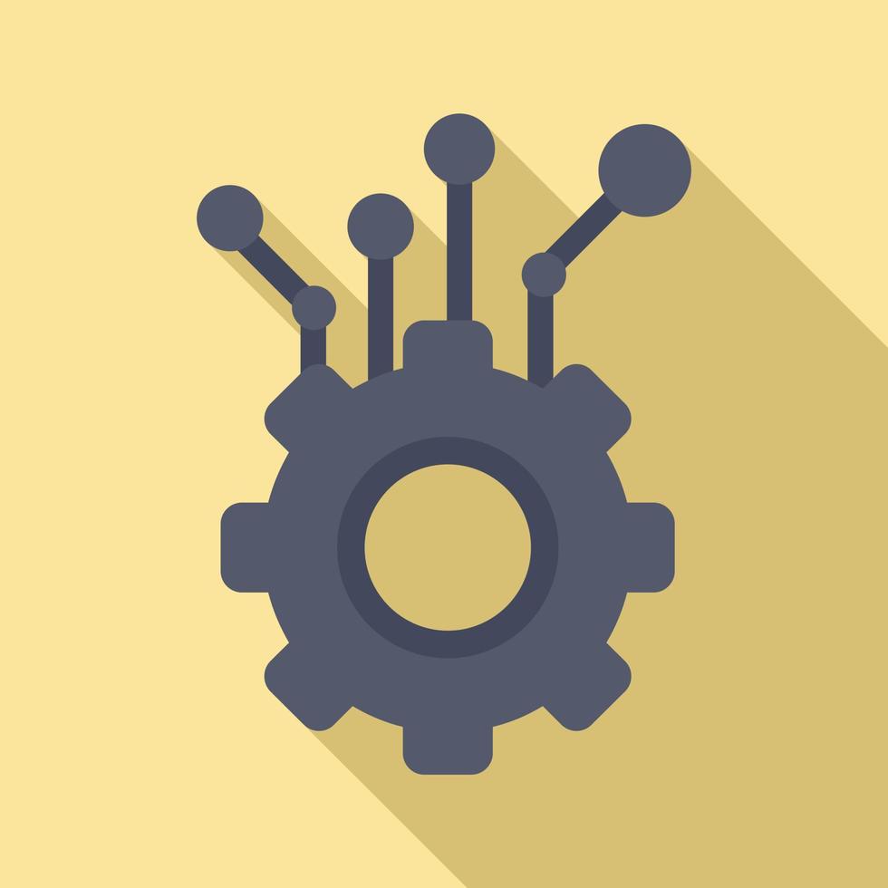 Gear machine learning icon, flat style vector