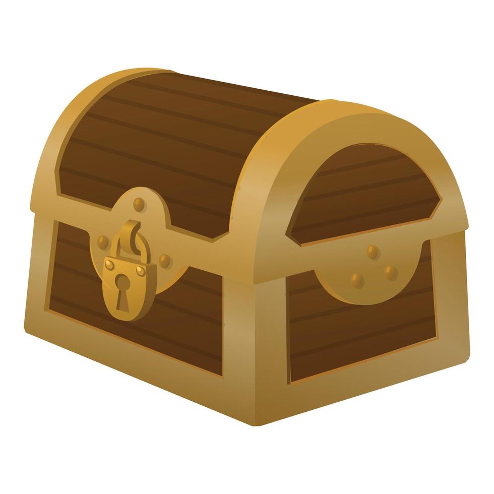 Locked dower chest icon, cartoon style vector